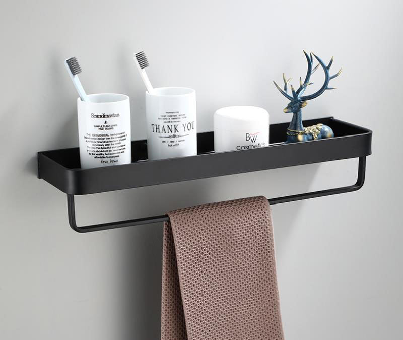 Kellan Black Space Aluminum Wall Mount Bathroom Rack Organizer