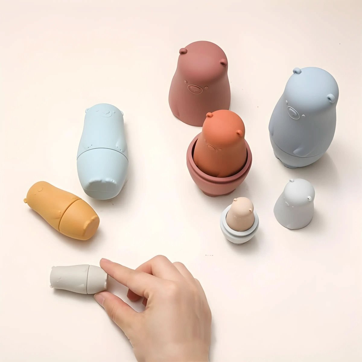 BrightNest Stackable Silicone Nesting Dolls for Fine Motor Skills