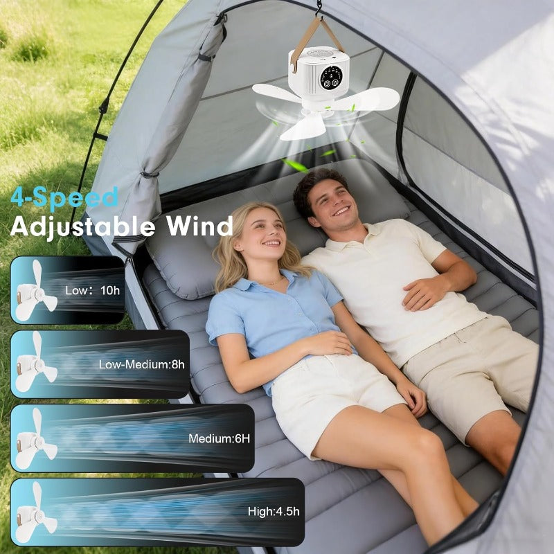 Genopladelig campingventilator