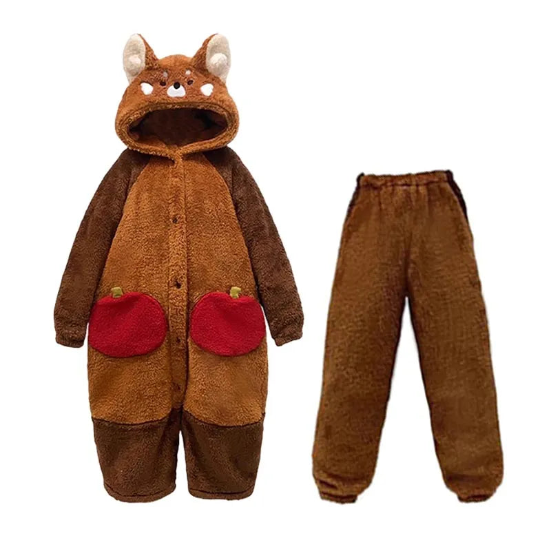 Kawaii Roter Panda Pyjama-Set mit Cartoon-Design für gemütliches Entspannen
