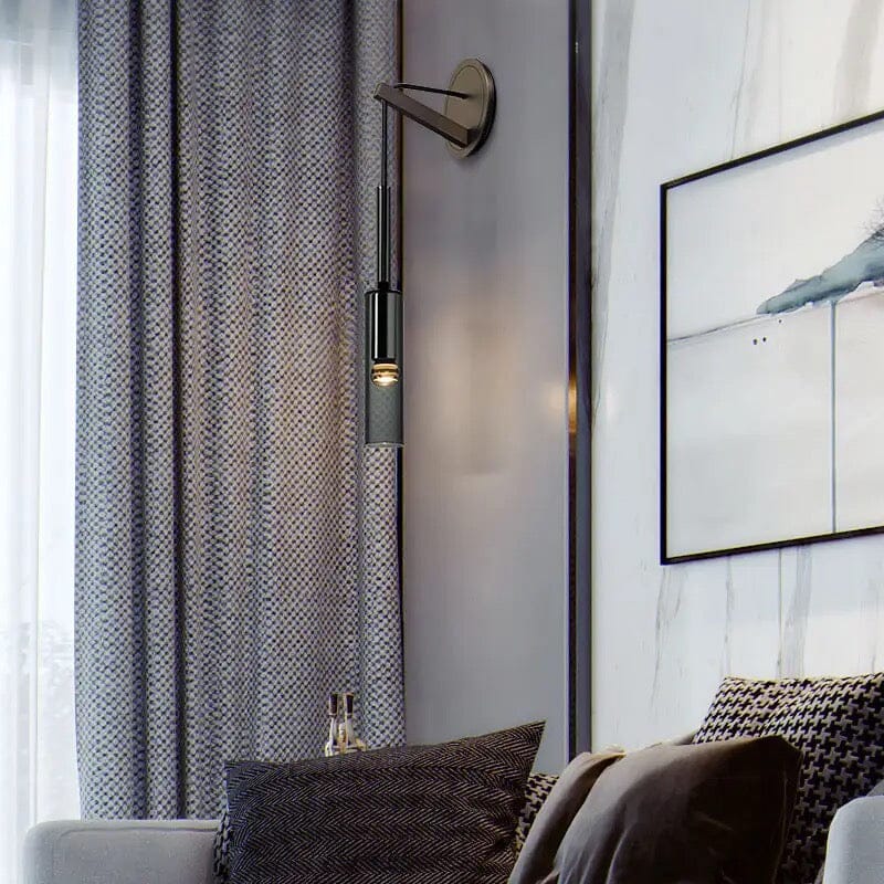 Vellara Smoky Gray Glass Wall Light With Luxe Finish