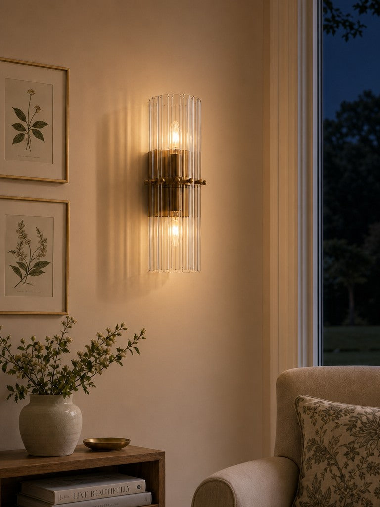 Křišťálové nástěnné světlo s dvojitými paprsky pro elegantní interiérovou atmosféru