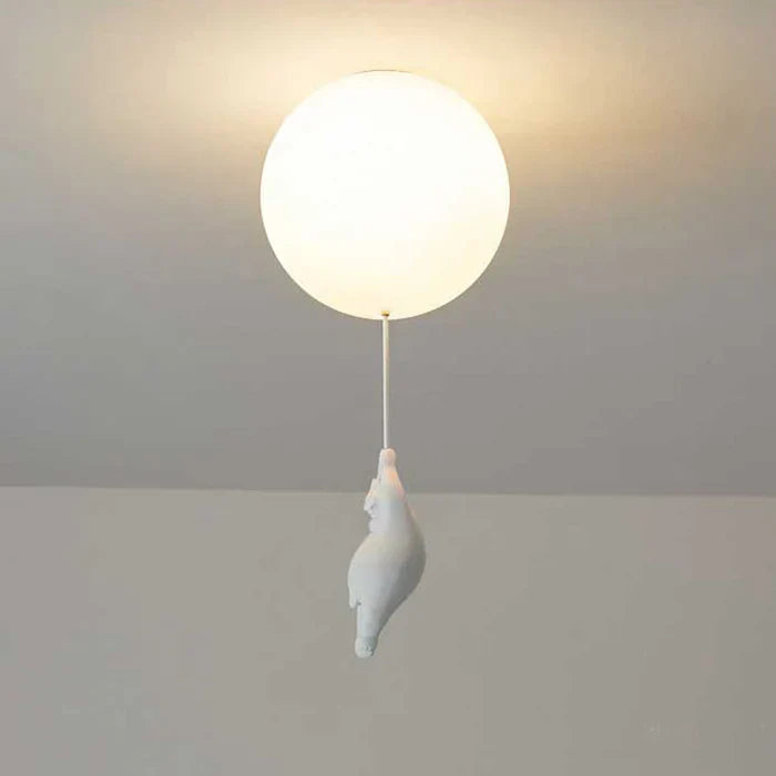 Bear Balloon Pendant Light For Kids Room With Warm LED Glow