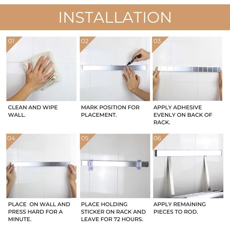 Claren Wall Mounted Utensil Storage Racks For Kitchen Organization