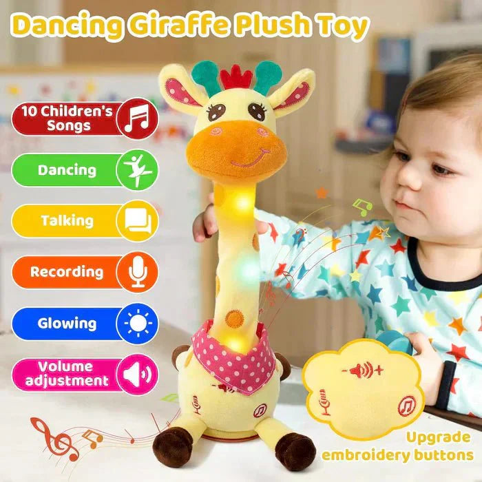 BrightTune Giraffa di Peluche Parlante e Danzante per Bambini