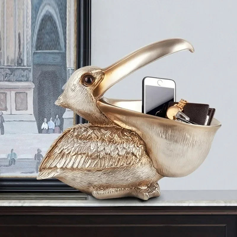 Graceful Harbor Pelican Storage Sculpture For Charming Coastal Home Organization