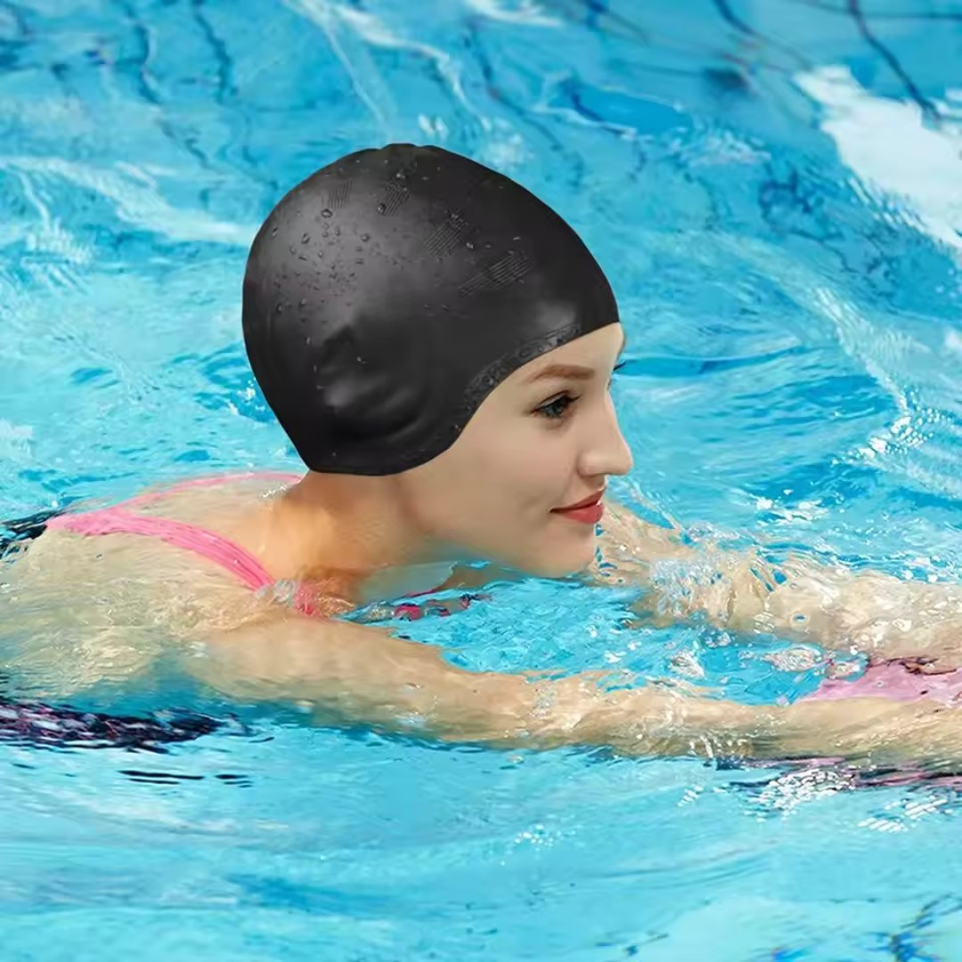 AquaGuard Silicone Swim Cap With Ear Protection For Swimming | Fervei