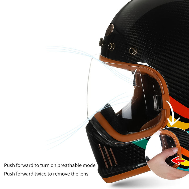 Série motocyklových přileb AeroLux z uhlíkových vláken s celotvářovým krytím