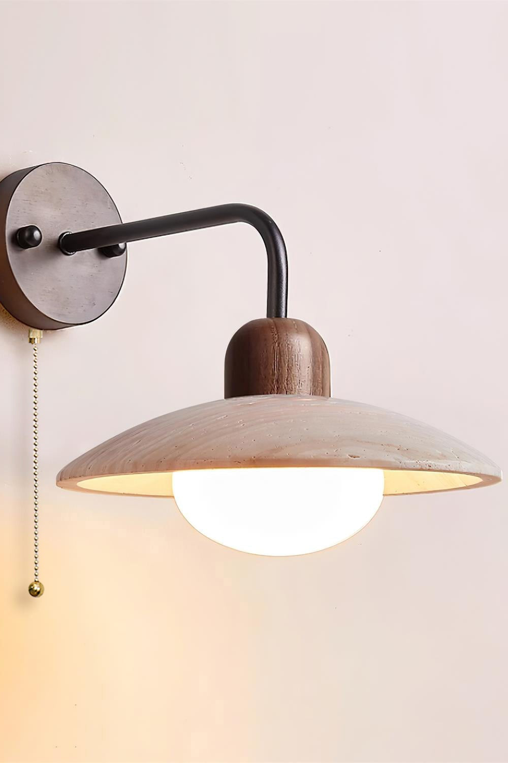 Lunara Travertine Wall Light With Disc For Modern Interiors