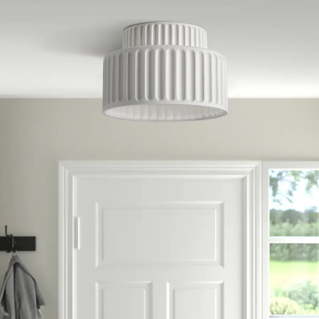 LumaArc Ribbed Vintage Ceiling Light For Low Ceilings