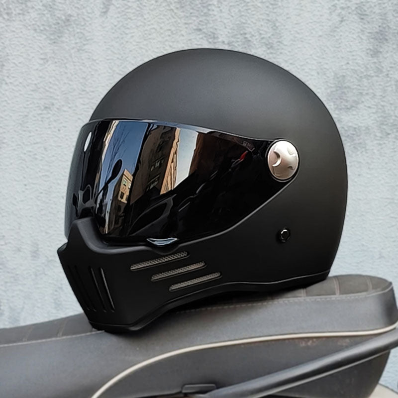 Přilba Bikerslifestyle Full Face Cruiser s tmavým štítem, schválená DOT a ECE