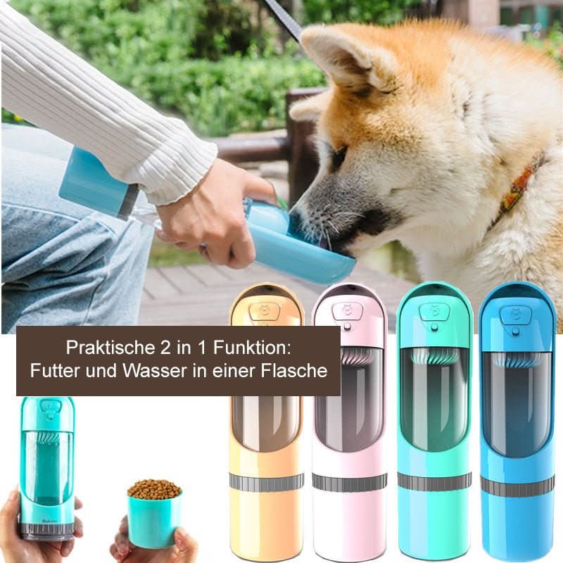 TrailPaw Travel Bottle 2-In-1 Dog Bottle With Food and Water Bowl