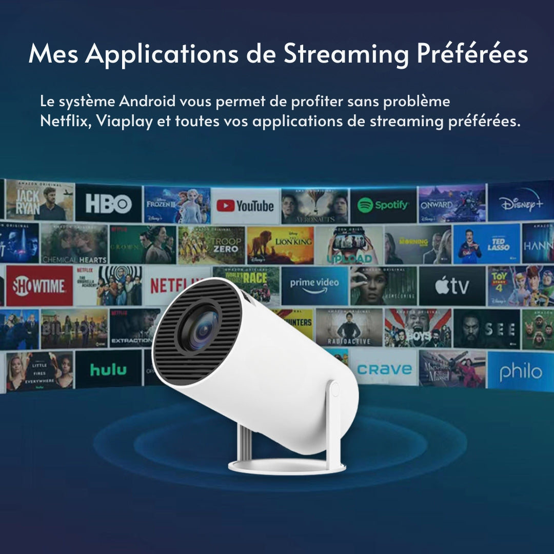 Projektor Smart 4K z WiFi, Bluetooth i HDMI, kąt widzenia 180 stopni