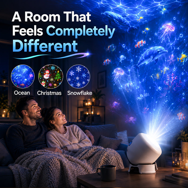 Rotating LED Projector Light for Immersive Room Ambiance