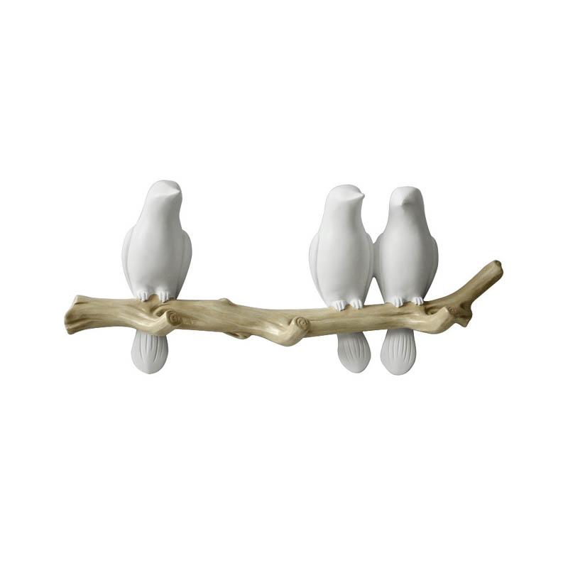 Lovely Birds Wall Coat Hook Decor With Birds On Branch Design
