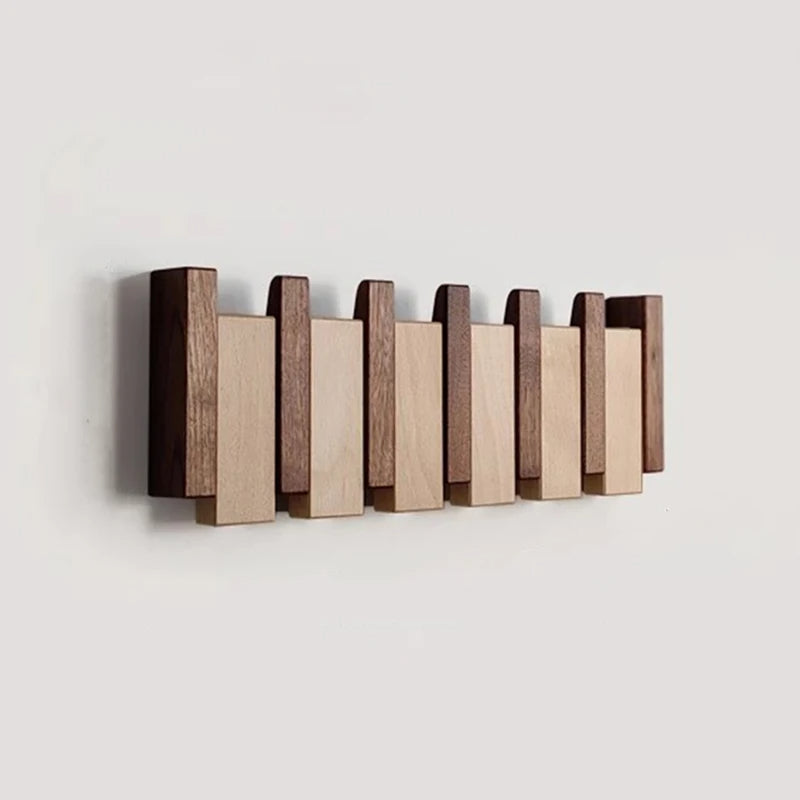 Eloria Piano-Inspired Wooden Coat Rack With Foldable Hooks