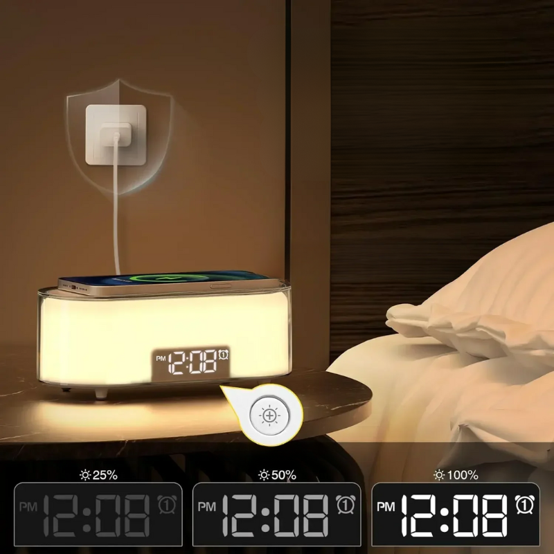 Lunera 15W Charging Station With Alarm Clock For Your Desk