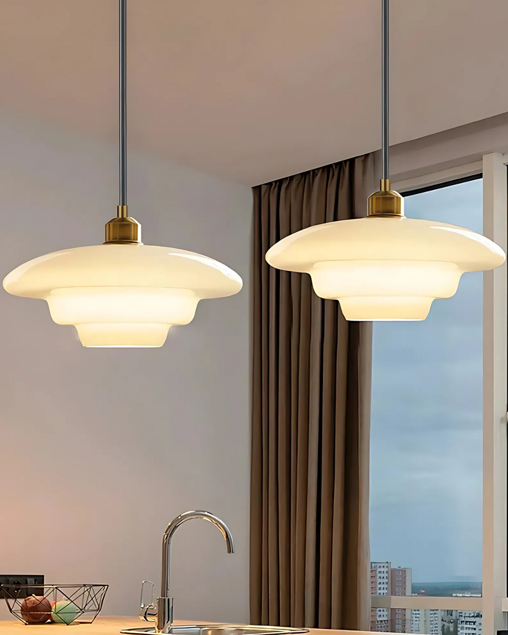 Luselle Cloud Pendant Ceiling Light In Retro Opal Glass