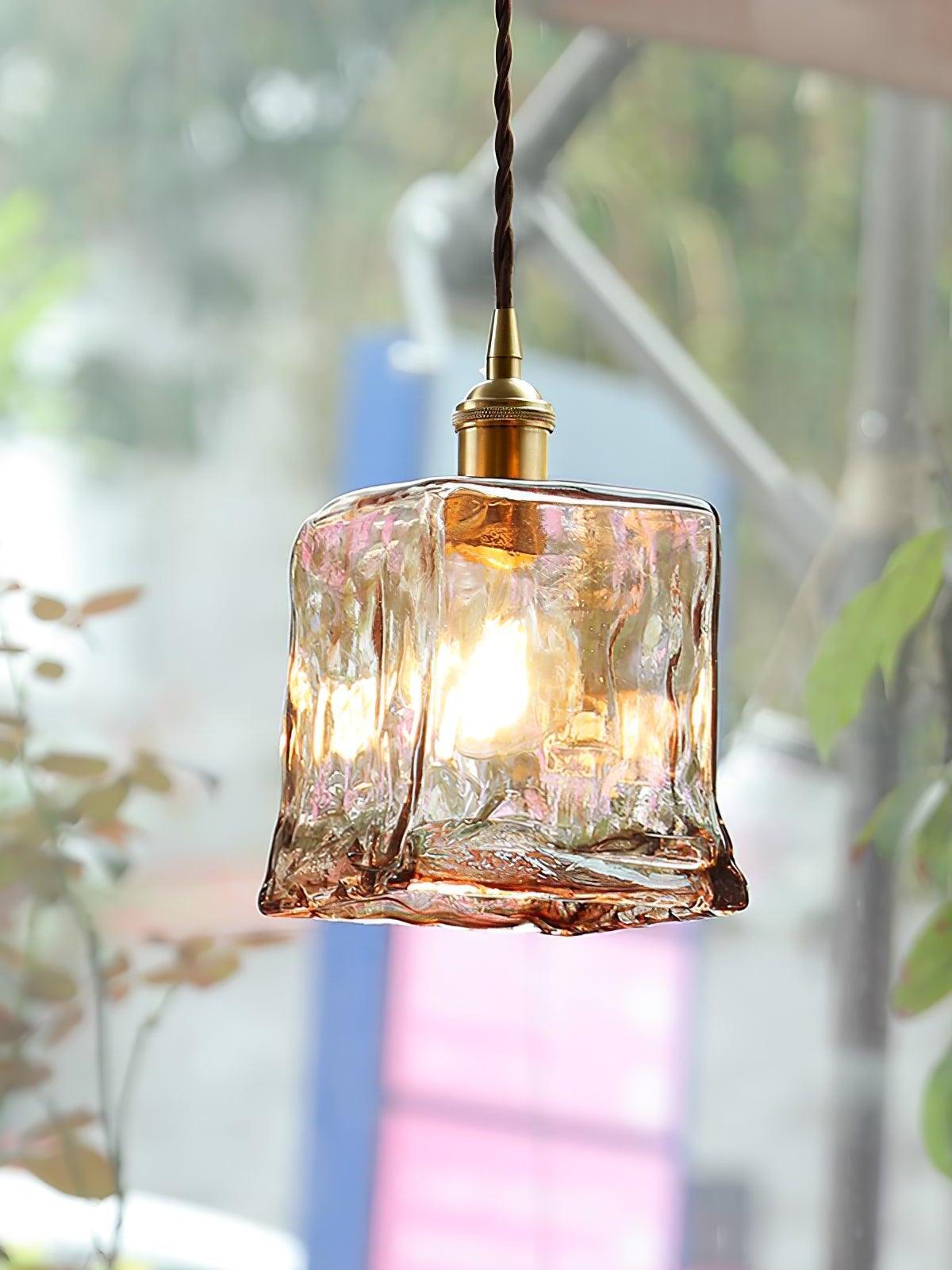 Corvin Brass And Amber Glass Pendant Light