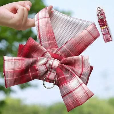 AuroraPaw Adjustable Dog Harness With Elegant Bow For Stylish Walks