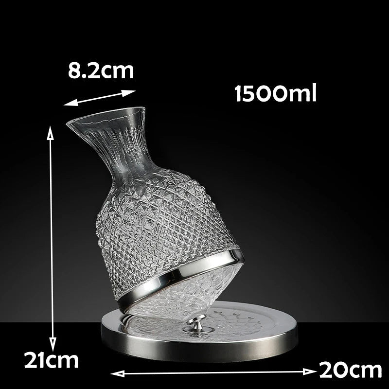 Elegant 360-Degree Rotation Crystal Glass Wine Decanter For Fine Serving