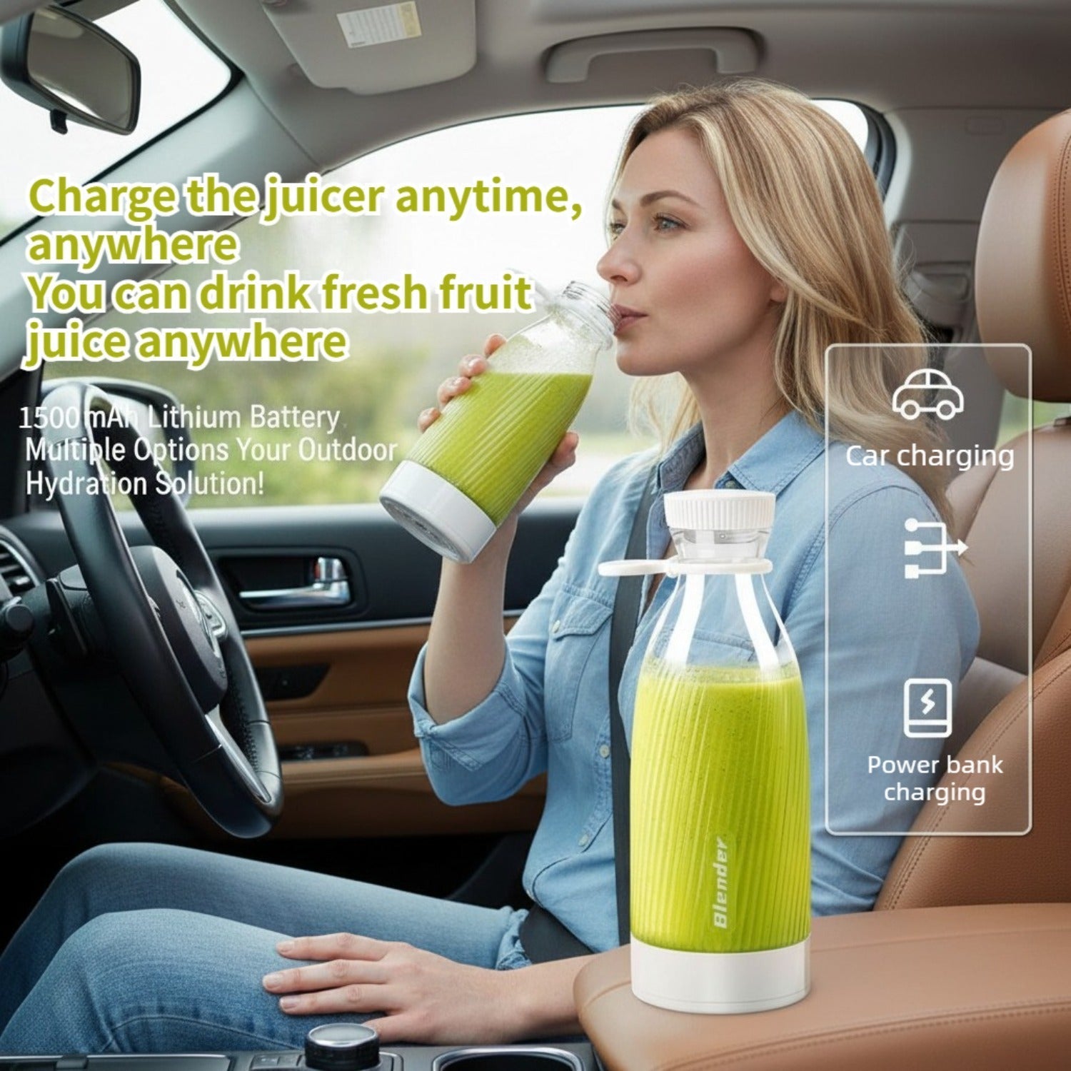 Bärbar uppladdningsbar juiceblender för resedrycker
