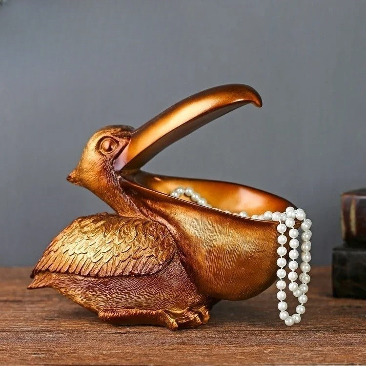 Graceful Harbor Pelican Storage Sculpture For Charming Coastal Home Organization