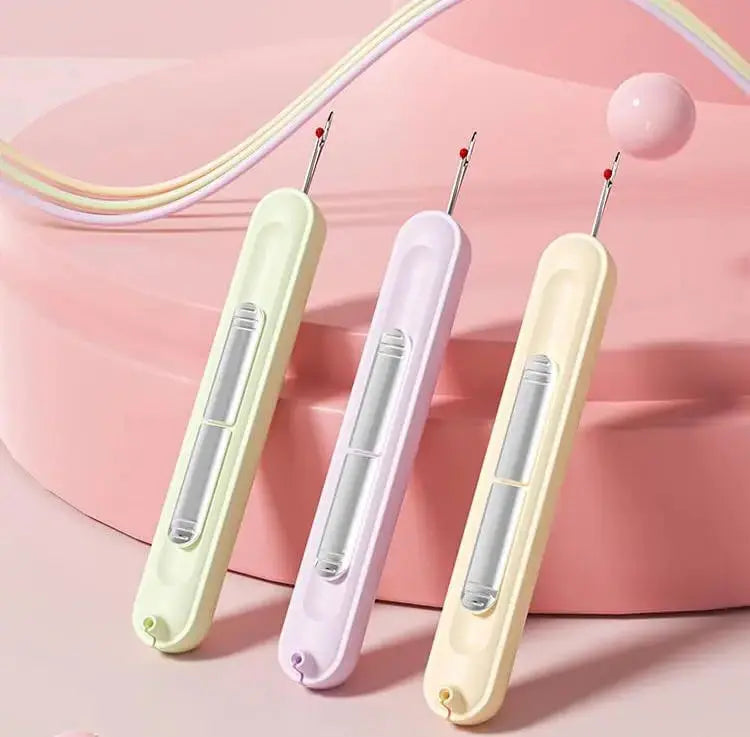 2-in-1 Thread Needle Seam Ripper Plastic Stainless Steel 10.5cm Sewing Threading Seam Removal Safety Ball Sewing Accessory