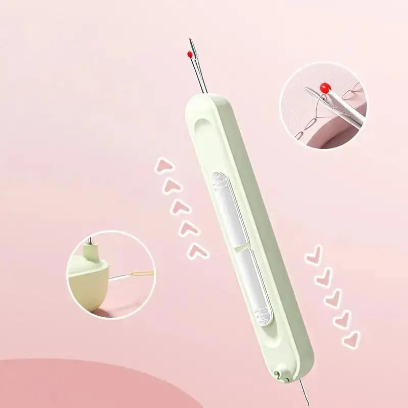2-in-1 Thread Needle Seam Ripper Plastic Stainless Steel 10.5cm Sewing Threading Seam Removal Safety Ball Sewing Accessory