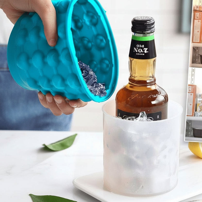 ChillNest Vaschetta per Ghiaccio 2-in-1 in Silicone Salvaspazio con Raffreddamento