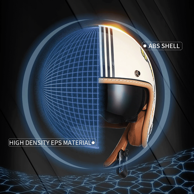 JetLite KB2 Retro-Helm mit offenem Gesicht für klassische Motorradtouren