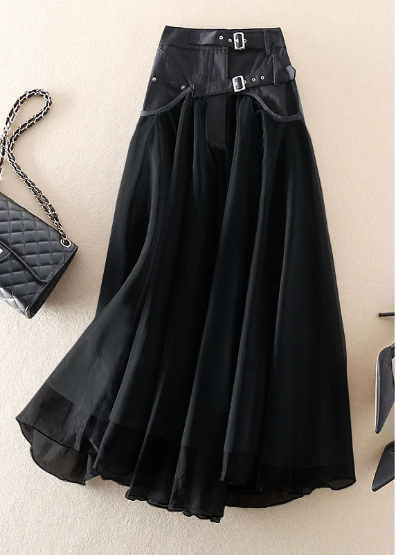 French Grey Patchwork Tulle Skirt For Spring Wardrobe Essentials
