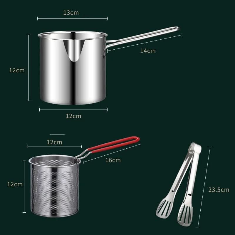 Fritadeira Profunda CrispEase em Aço Inoxidável com Cabo Antitérmico e Design de Economia de Óleo