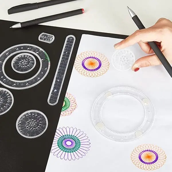 Set de regla Spirograph de 22 piezas para dibujo creativo: patrones geométricos y diseño de mapas – herramienta de dibujo de plástico ABS para niños y adultos