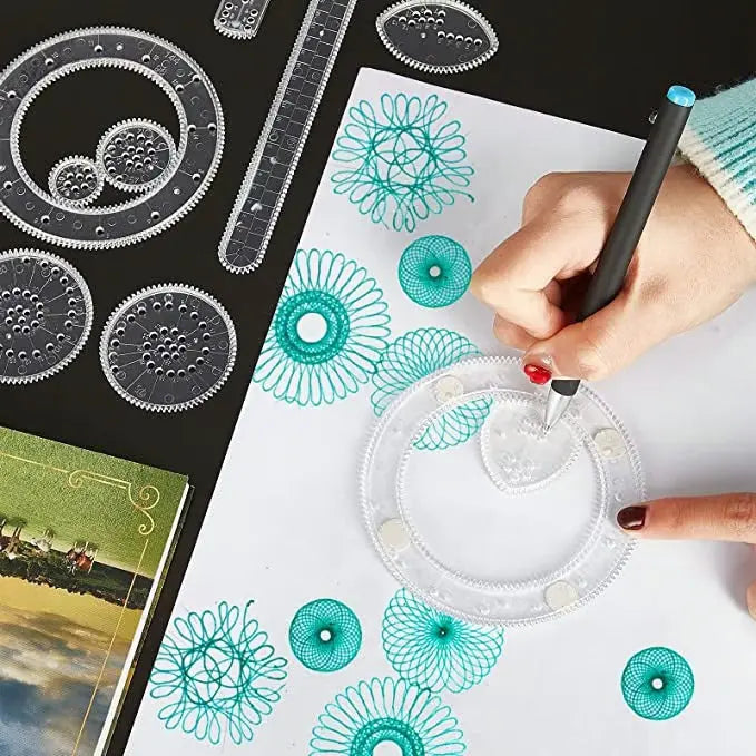 Set de regla Spirograph de 22 piezas para dibujo creativo: patrones geométricos y diseño de mapas – herramienta de dibujo de plástico ABS para niños y adultos