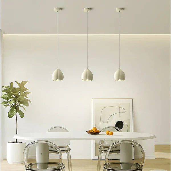 Marenelle Cream Glass Pendant Light With Subtle Warm Glow