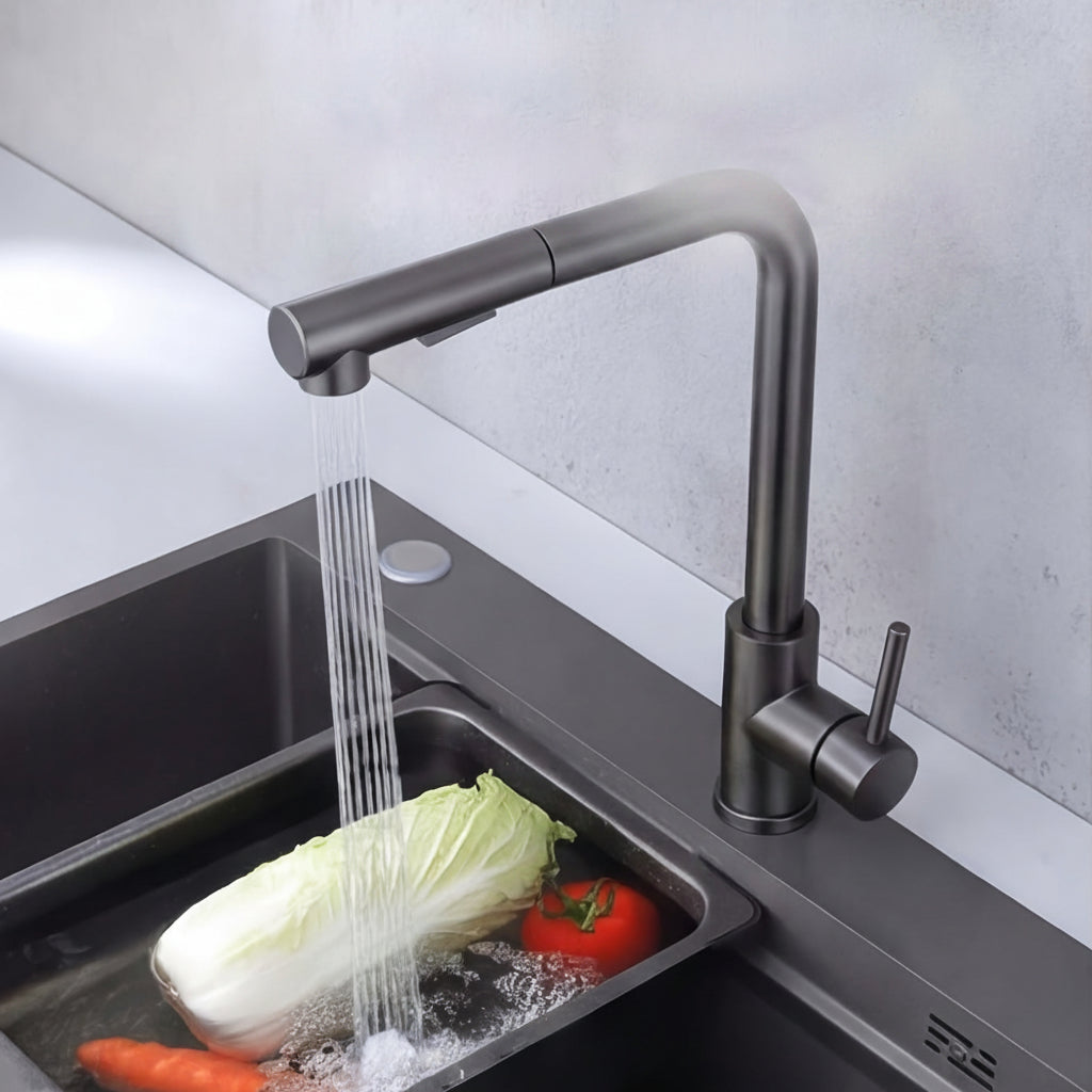 Pull Out Sink Faucet with Modern Stainless Design