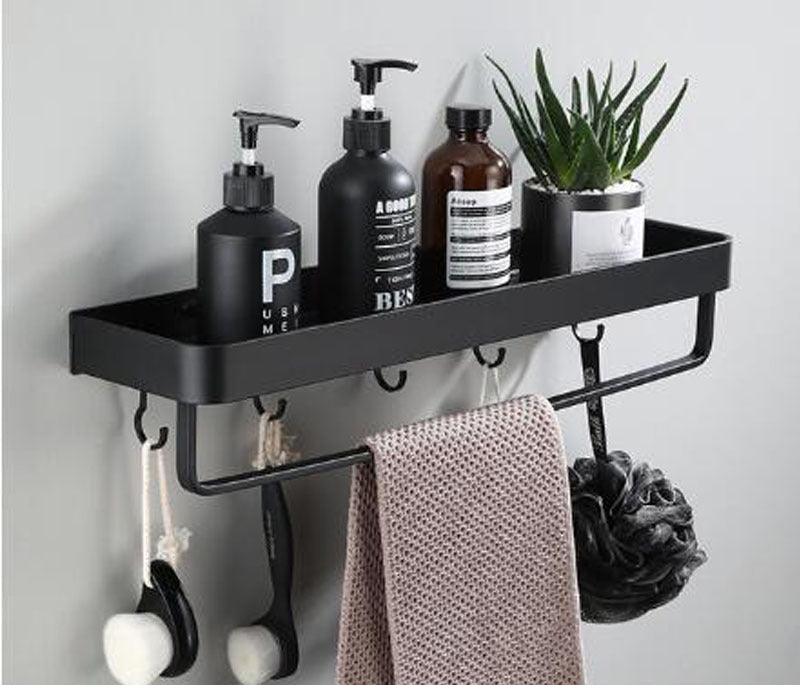 Kellan Black Space Aluminum Wall Mount Bathroom Rack Organizer