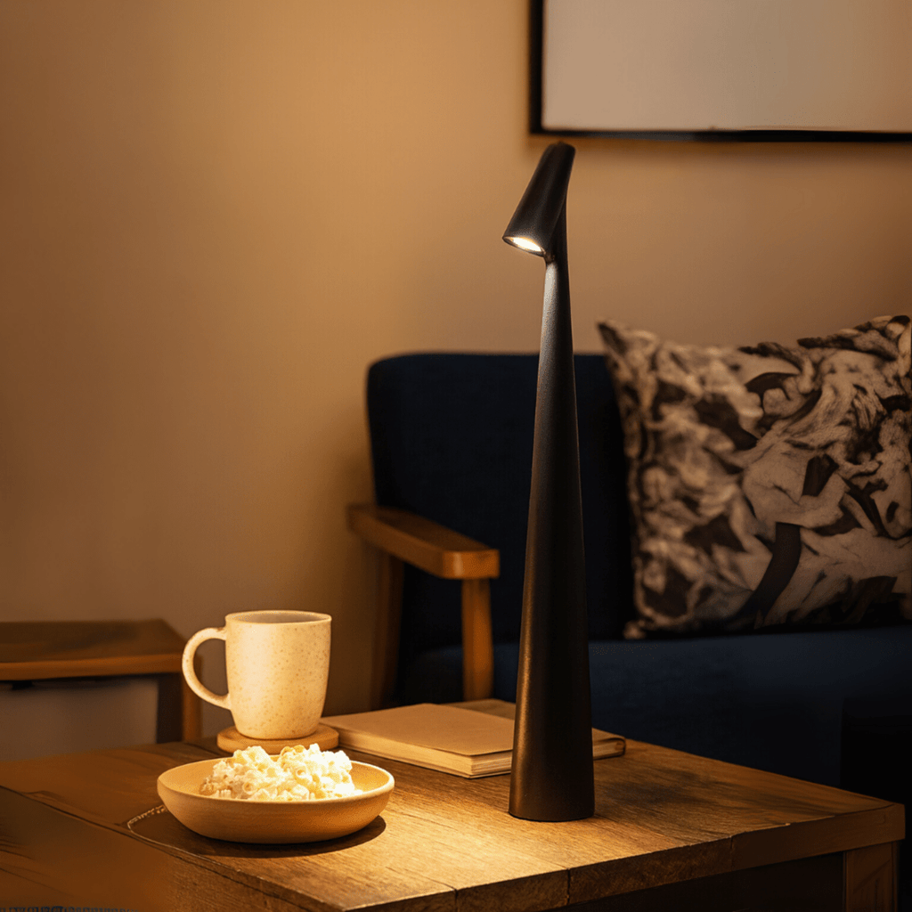 Nabíjecí stylová kovová stolní lampa pro vnitřní i venkovní použití