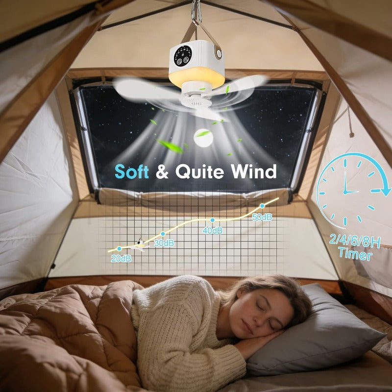 Genopladelig campingventilator