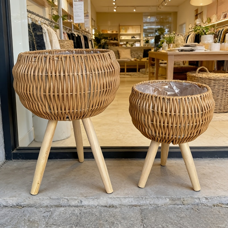 Boho kurv plantekasse sett for innendørs grøntstyling