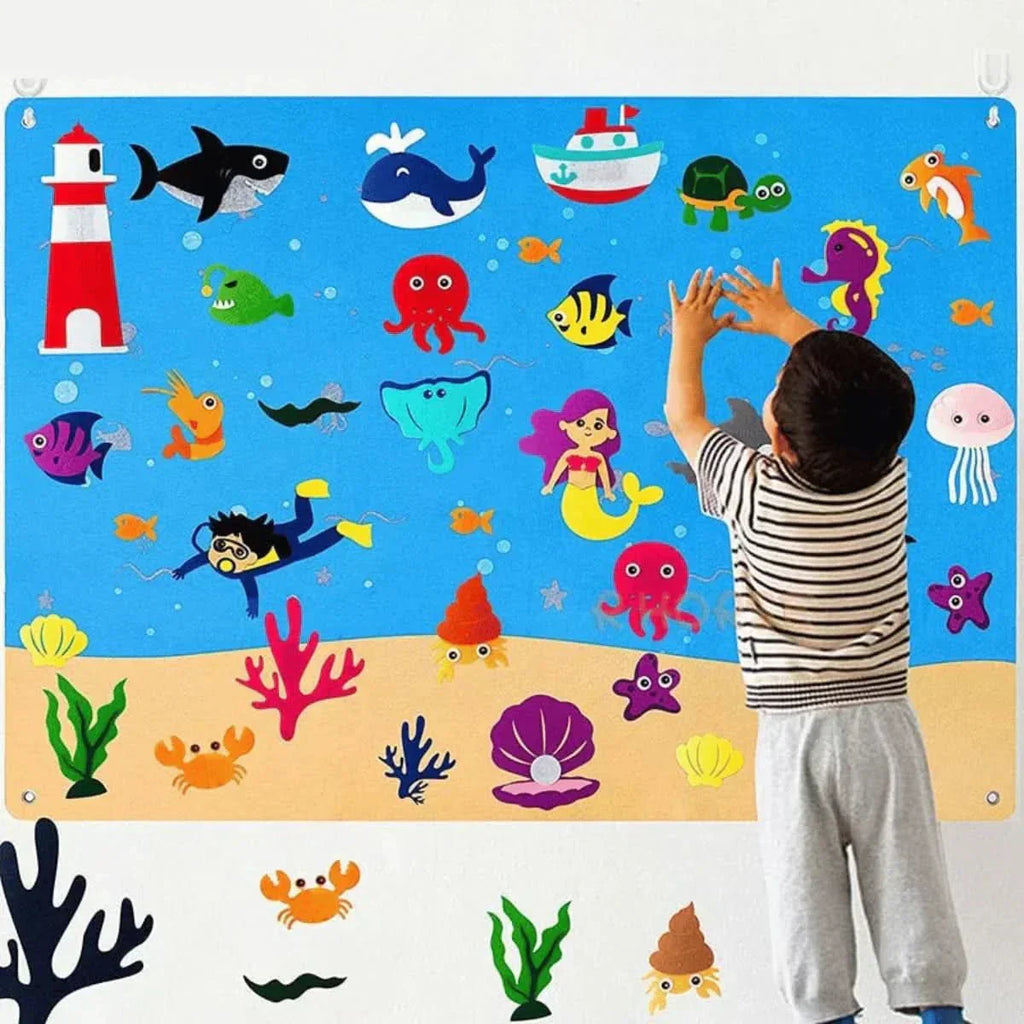 DreamLeaf Filz-Tafel für spielerisches Tierlernen für Kinder ab 3 Jahren
