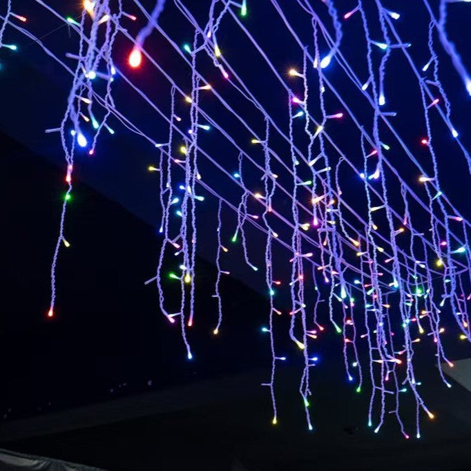 Outdoor Fifty Meter Icicle Curtain Lights With Warm White Waterfall Effect
