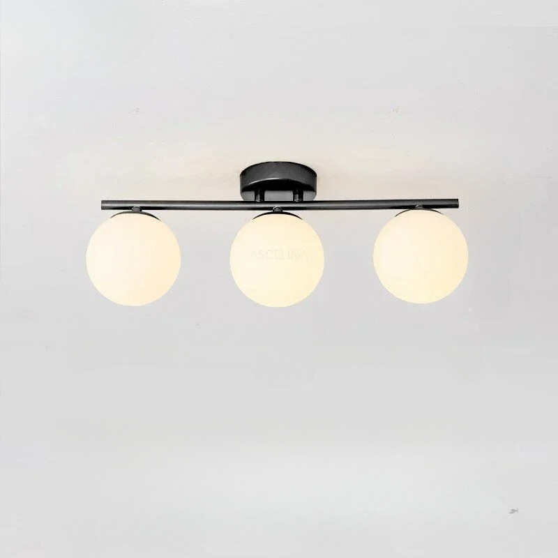 Nordic LED Glow Glass Ceiling Fixture With White Sphere