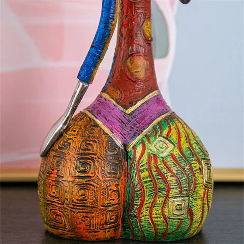 Colorful Handmade Resin Sculpture Of A Feminine Figure In Abstract Living Room Decor