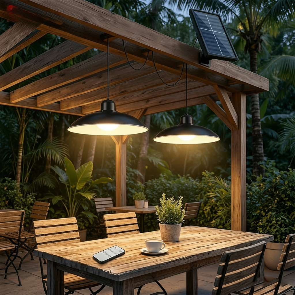 Dual Head Solar Pendant Lamp