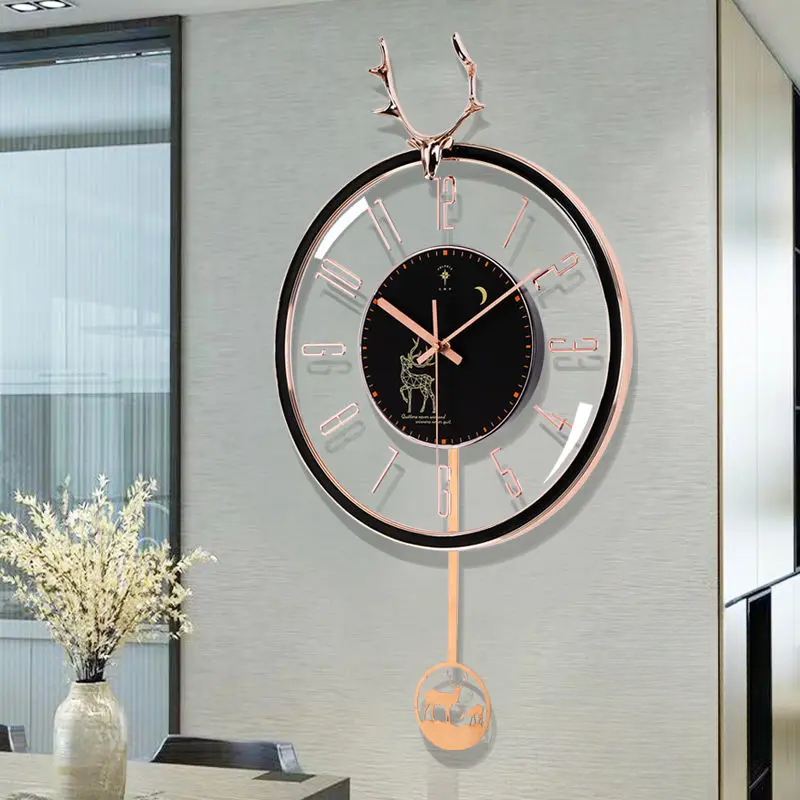 ساعة حائط فاخرة PolarisClock بآلية صامتة لغرف المعيشة