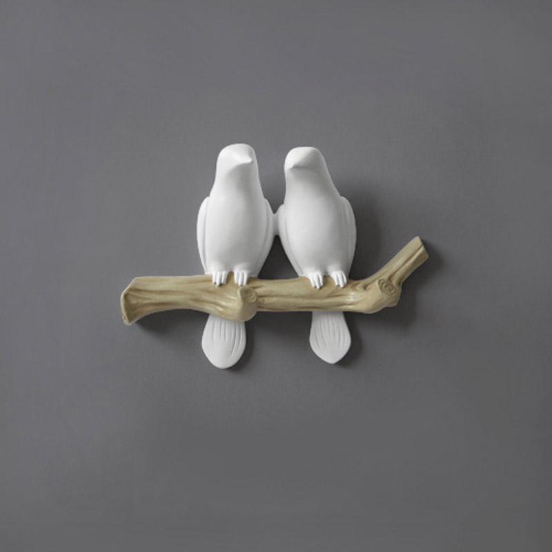 Lovely Birds Wall Coat Hook Decor With Birds On Branch Design