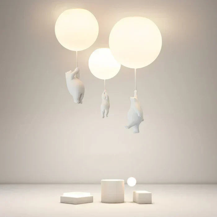 Bear Balloon Pendant Light For Kids Room With Warm LED Glow