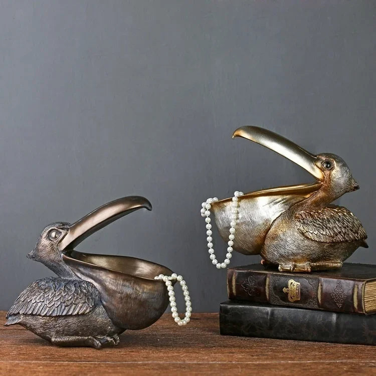 Graceful Harbor Pelican Storage Sculpture For Charming Coastal Home Organization